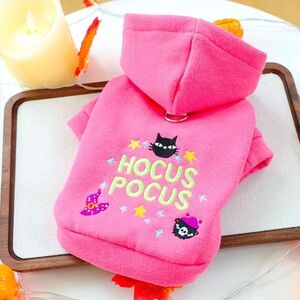 Hocus Pocus Pink Embroidered Front Snap Close Dog Sweater Halloween